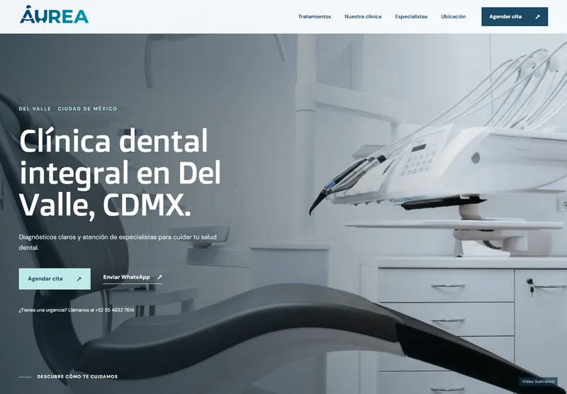 Página de demostración Aurea para clínicas dentales